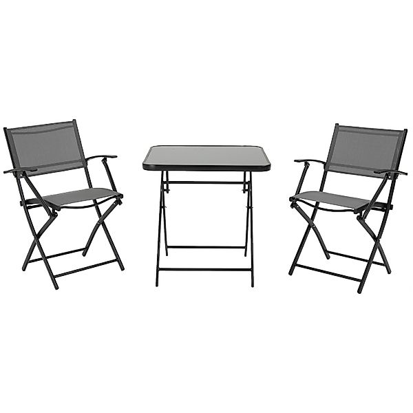 Outsunny Gartentisch Set  Metall Gehärtetes Glas Mesh Schwarz 60L x 60B x 7 günstig online kaufen