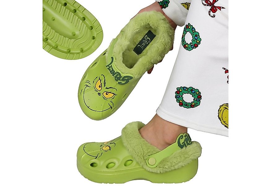 Sarcia.eu Grinch Clogs, warme weihnachtliche Hausschuhe mit Fell für Erwach günstig online kaufen
