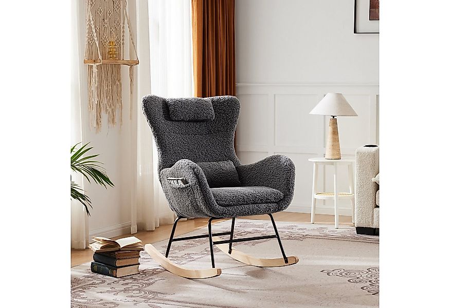 HAUSS SPOLE Schaukelstuhl mit Kopfstütze und Lendenkissen für Schlafzimmer günstig online kaufen