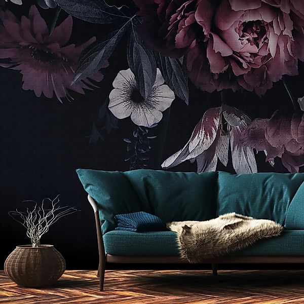 PROFHOME 382791-GU Fototapete Blumen Matt Schwarz Rot Weiß Grün 3,71 m x 2, günstig online kaufen
