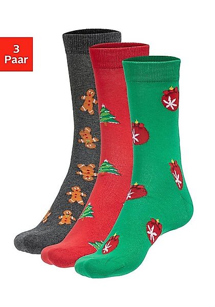 John Devin Socken (Packung, 3-Paar) mit unterschiedlichen Weihnachtsmotiven günstig online kaufen
