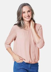 GOLDNER Kurzarmbluse Kurzgröße: Chiffon-Shirt mit 3/4-Arm, günstig online kaufen