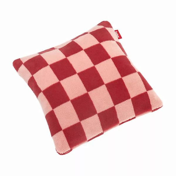Kissen Teddy Chess textil rot / Flauschiger Stoff 50 x 50 cm / Limitierte A günstig online kaufen