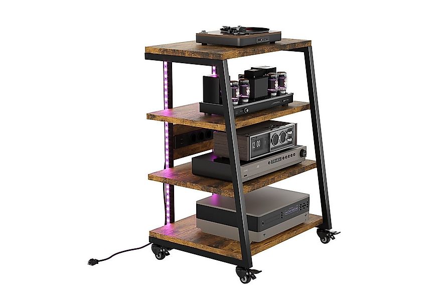 XERSEK Regalelement HiFi Rack Plattenspieler Tisch mit 2 RGB-LICHTER & Schw günstig online kaufen