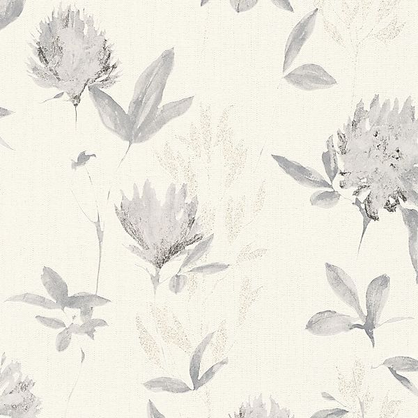 Bricoflor Florale Tapete in Weiß Grau Moderne Blumentapete in Kunst Optik I günstig online kaufen