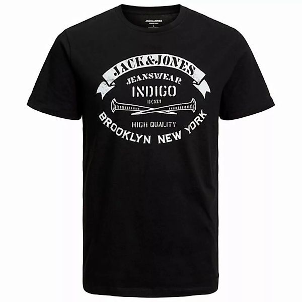 Jack & Jones Rundhalsshirt Große Größen Herren T-Shirt schwarz Label-Print günstig online kaufen