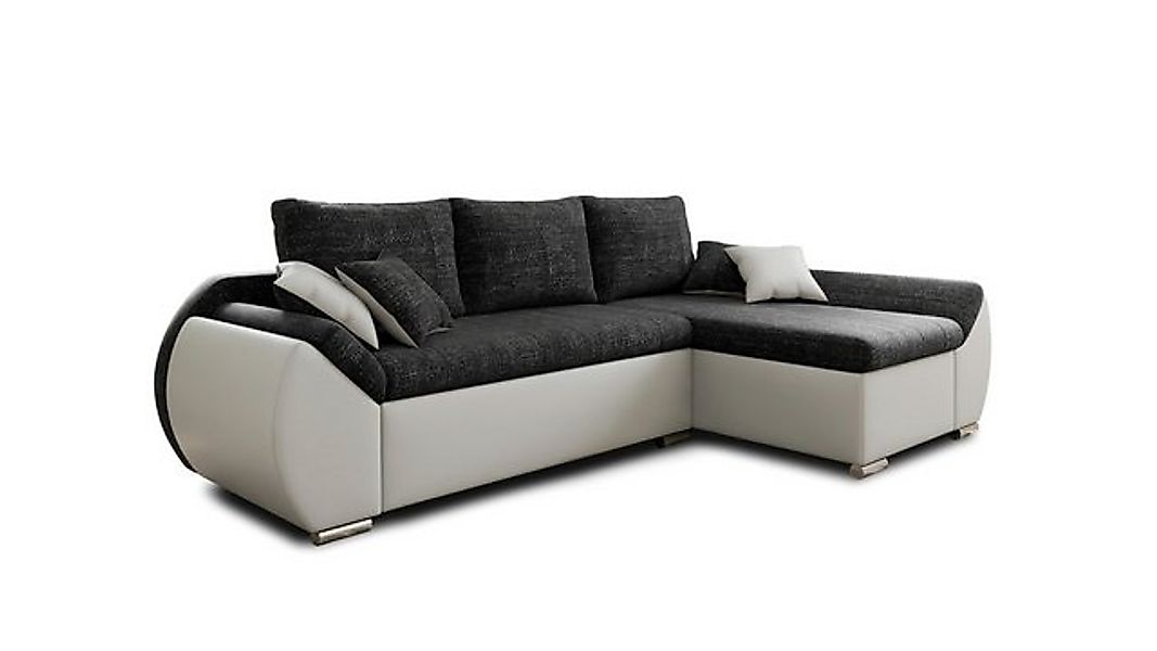 MOEBLO Ecksofa ALEX, L-Form mit Hocker & Schlaffunktion, Strukturstoff + Ku günstig online kaufen