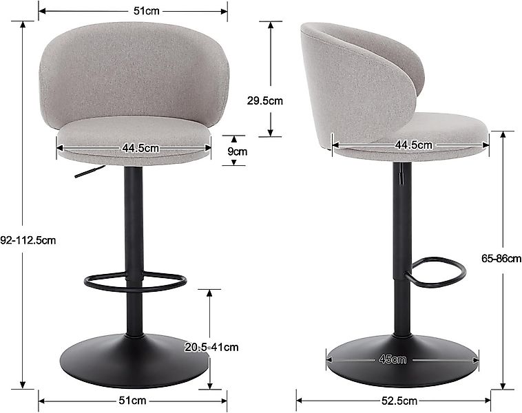 WAHSON OFFICE CHAIRS Barhocker Leinen Tresenhocker günstig online kaufen