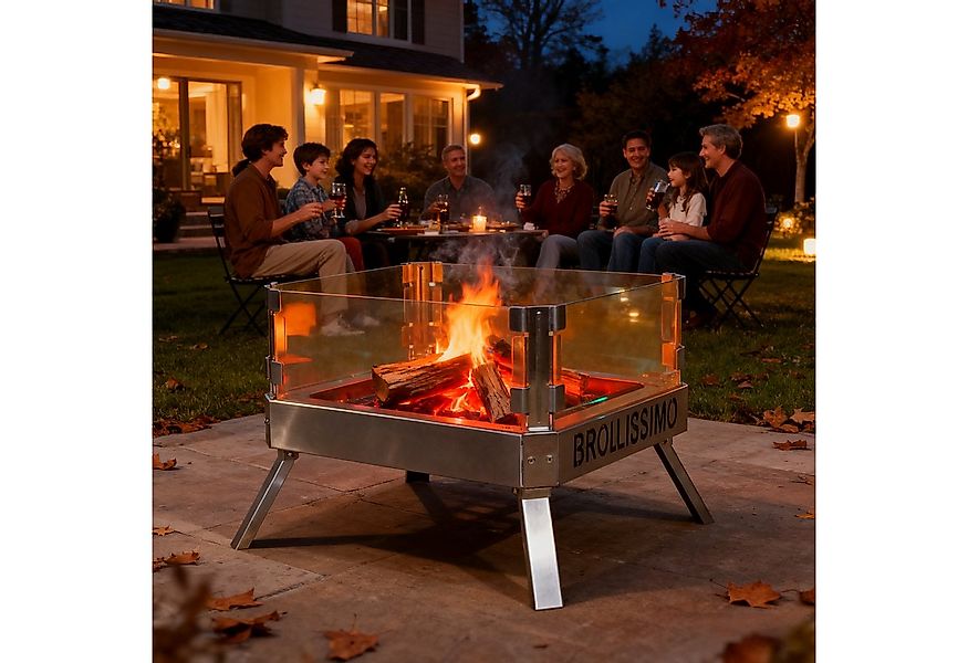 CCLIFE Feuerschale Feuerschale mit Glaskeramik klappbar für Outdoor Camping günstig online kaufen