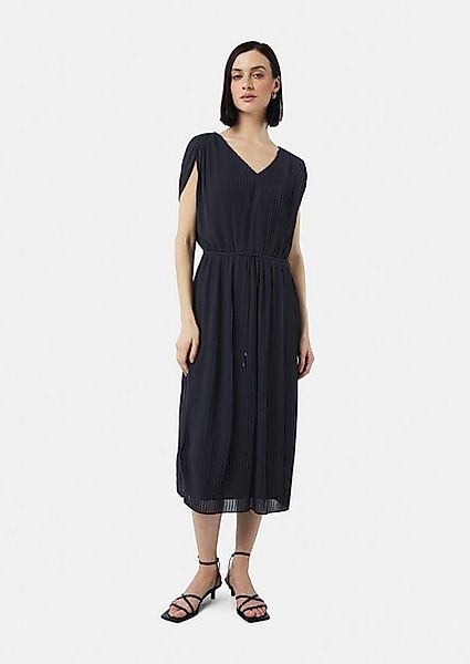 Comma Maxikleid Plissiertes Midikleid aus Chiffon Durchzugkordel günstig online kaufen