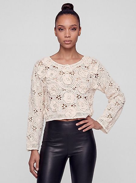 PEKIVESSA Spitzenshirt Häkelpullover mit floralen Details romantische Blüte günstig online kaufen