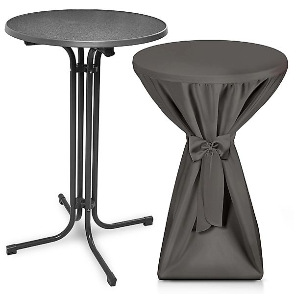 Beautissu Bellini Stehtisch Ø 60cm Grau mit Premium Stehtischhusse Ø 60cm A günstig online kaufen