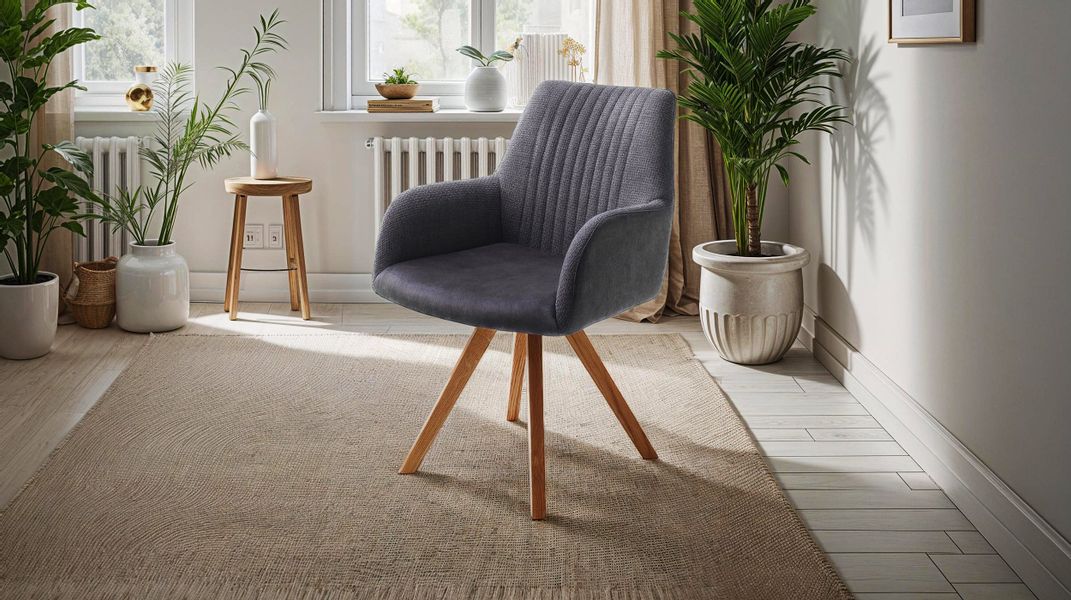 Massivart® Polsterstuhl Armlehne drehbar / anthrazit günstig online kaufen