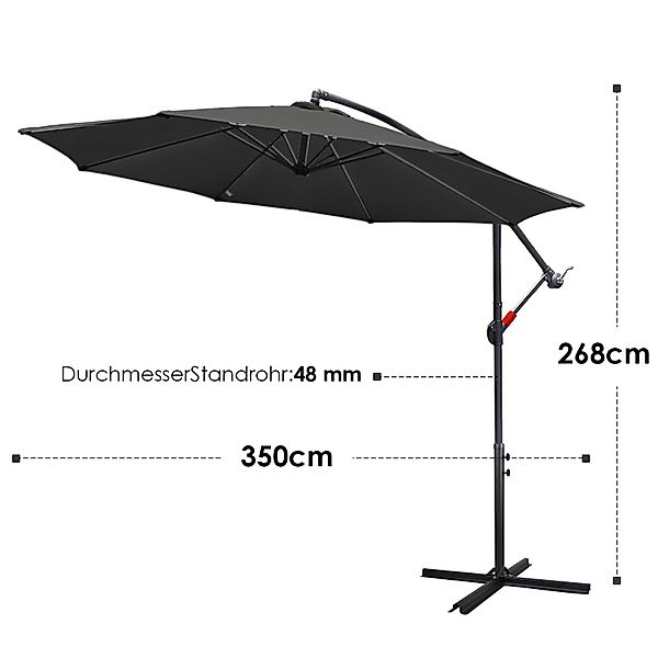 Clanmacy Sonnenschirm Sonnenschirm 350 cm Kurbel günstig online kaufen