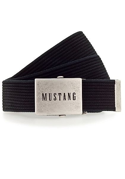 MUSTANG Stoffgürtel Gewaschenes Rillenband, Klemmverschluss aus mattem Silb günstig online kaufen