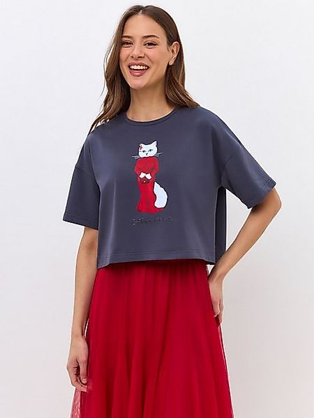 CAT by maniita lacitta Kurzarmshirt Oversize-Shirt mit Print CAT IN RED (1- günstig online kaufen