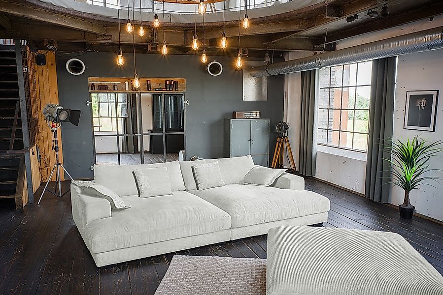 KAWOLA Big-Sofa MADELINE, Couch mit Hocker und 4 Zierkissen Cord verschiede günstig online kaufen