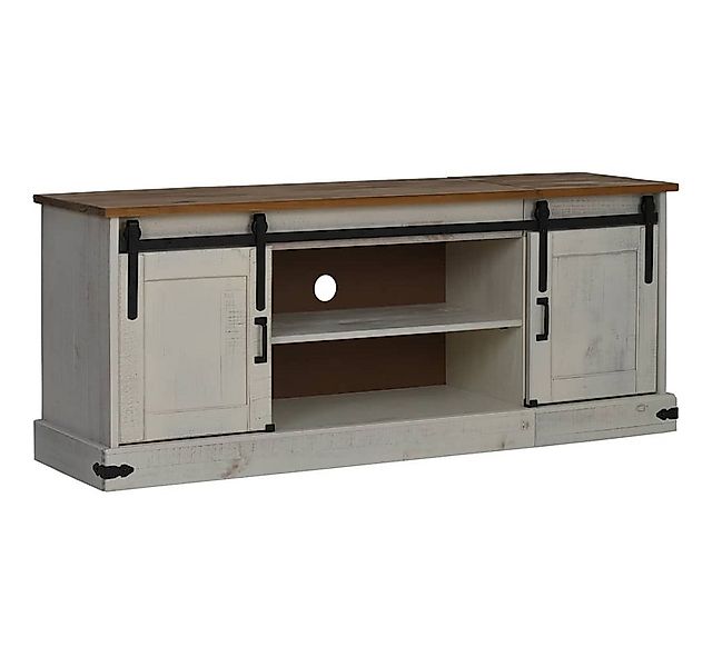 vidaXL TV-Schrank TV-Schrank HALDEN 2 Schiebetüren Weiß 150x40x60 cm Massiv günstig online kaufen