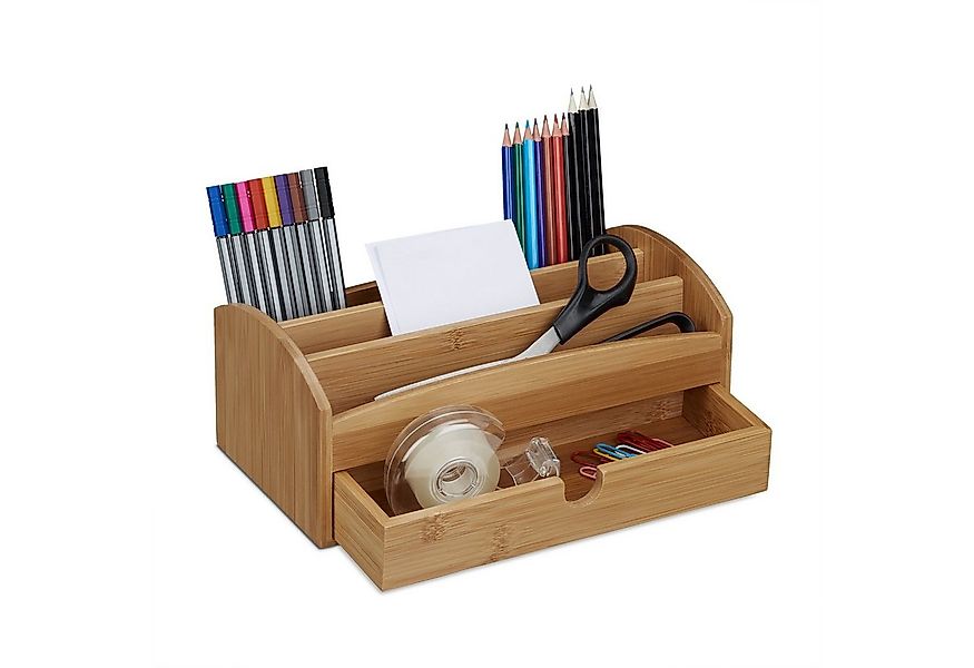 relaxdays Schreibtischaufsatz Schreibtischorganizer Bambus Schublade günstig online kaufen