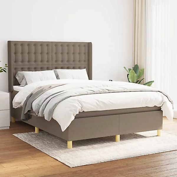 vidaXL Boxspringbett Boxspringbett mit Matratze Taupe 140x200 cm Stoff Bett günstig online kaufen