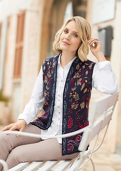 GOLDNER Strickjacke "Elegante Viskose-Weste mit Muster" apartes Jacquardmus günstig online kaufen