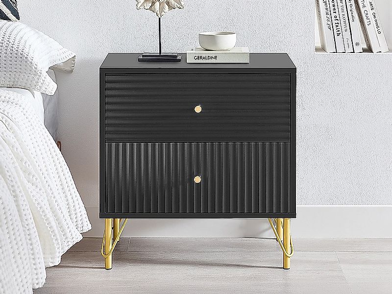 Nachttisch mit 2 Schubladen - Schwarz - LUREO günstig online kaufen