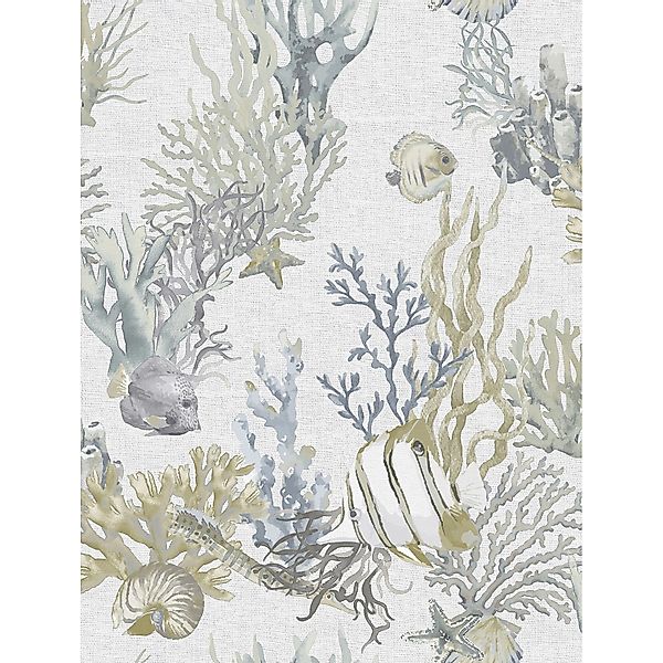 Sanders & Sanders Tapete Unterwasserwelt Graublau und Olivgrün 53 cm x 10 m günstig online kaufen