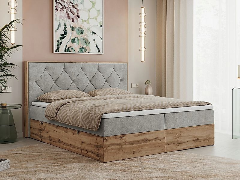 MKS MÖBEL Boxspringbett VENETO (Polsterbett, zwei Bettkästen, Topper T-25, günstig online kaufen