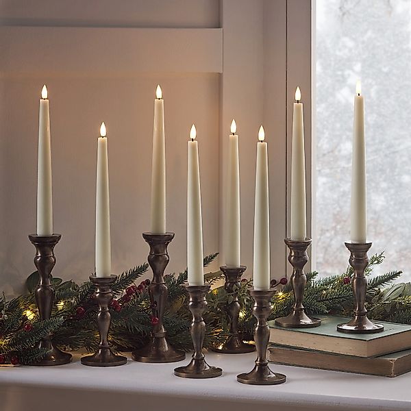 8er Set TruGlow® LED Stabkerzen Echtwachs elfenbeinfarben mit Fernbedienung günstig online kaufen