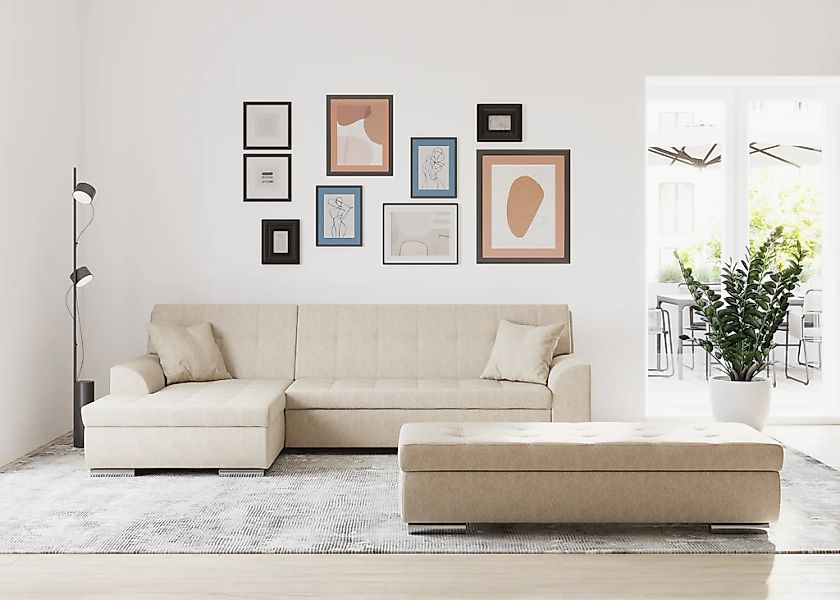 DOMO collection Ecksofa "Treviso viele Bezüge, auch in Cord, L-Form, B/T/H: günstig online kaufen