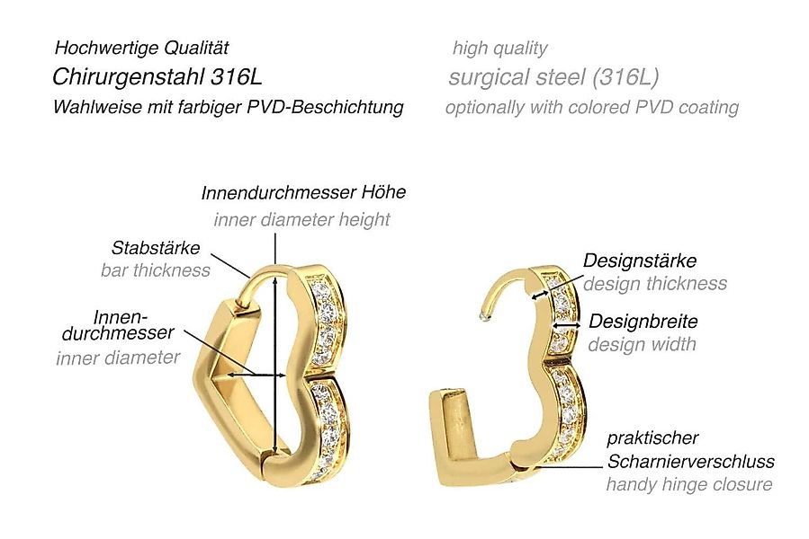 FILANGO Creolen-Set Chirurgenstahl Ohrclicker Creolen HERZ günstig online kaufen