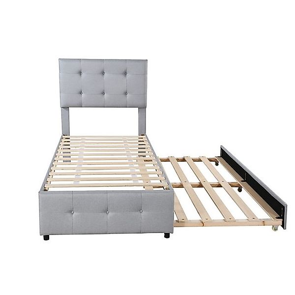 Gotagee Polsterbett ausziehbares Kinderbett Leinen Einzelbett Jugendbett Gä günstig online kaufen