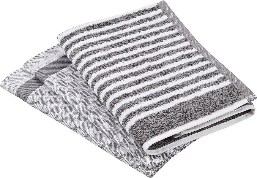 ROSS Geschirrtuch Exclusiv, (Set, 3-tlg), 1x Küchen-Frottiertuch (Streifen) günstig online kaufen