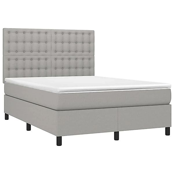 vidaXL Boxspringbett mit Matratze & LED Hellgrau 140x190 cm Stoff 3135189 günstig online kaufen