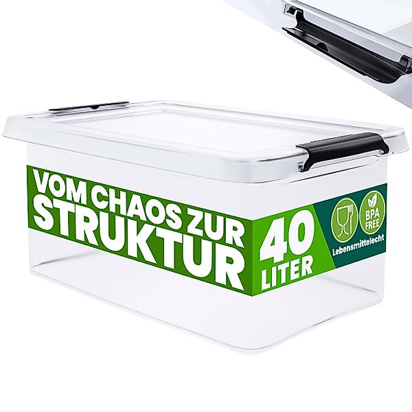 Aufbewahrungsbox Transparent 58x39x26cm 40L stapelbar günstig online kaufen