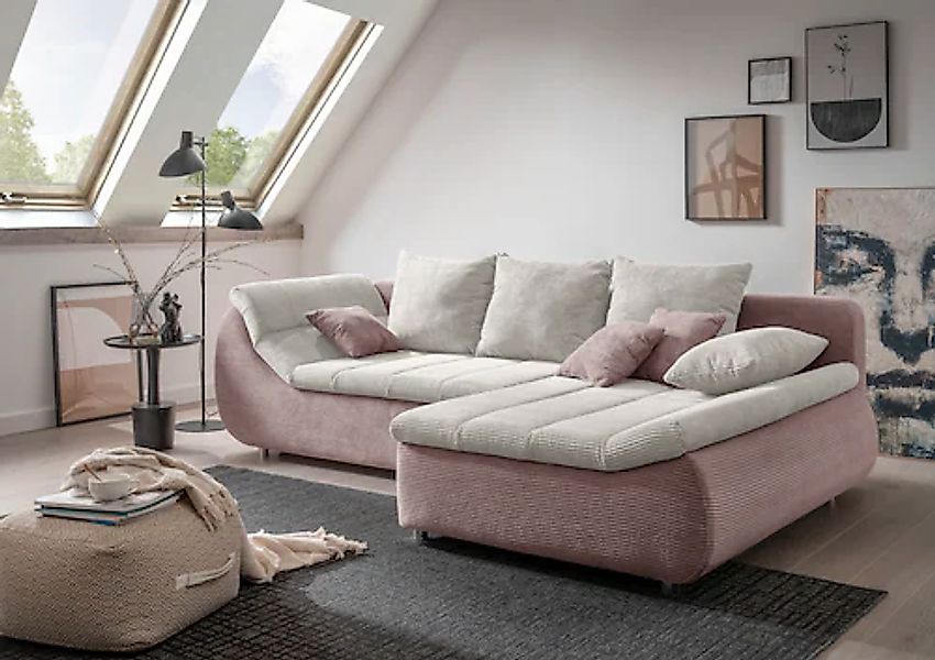 INOSIGN Ecksofa »Imola elegant und bequem, aktuelle Steppung im Sitz, L-For günstig online kaufen
