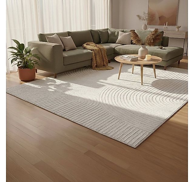 Vimoda Designteppich Wohnzimmer mit Kreis-Hochtiefmuster, Rechteck, kurzflo günstig online kaufen
