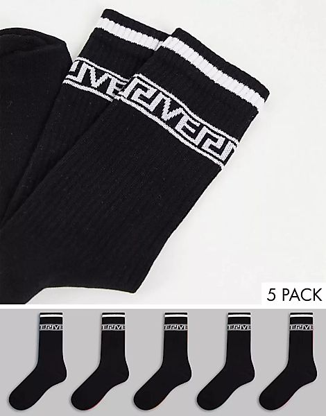 River Island – Schwarze Socken im 5er-Pack günstig online kaufen