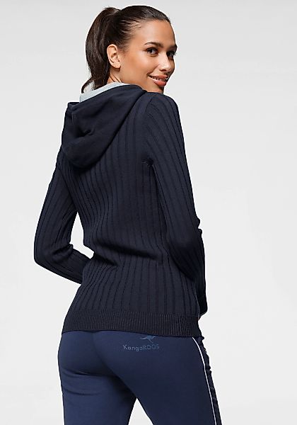 KangaROOS Strickpullover, mit kontrastfarbener Kapuzeninnenseite und Logodr günstig online kaufen