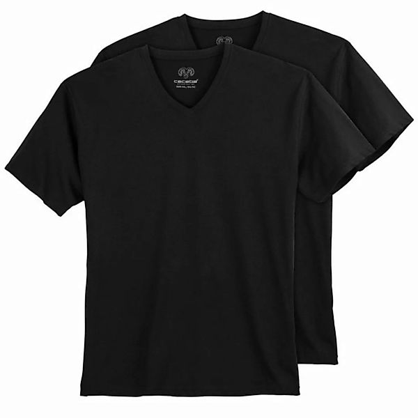 CECEBA V-Shirt Große Größen V-Neck Herren T-Shirt 2er-Pack schwarz Ceceba günstig online kaufen