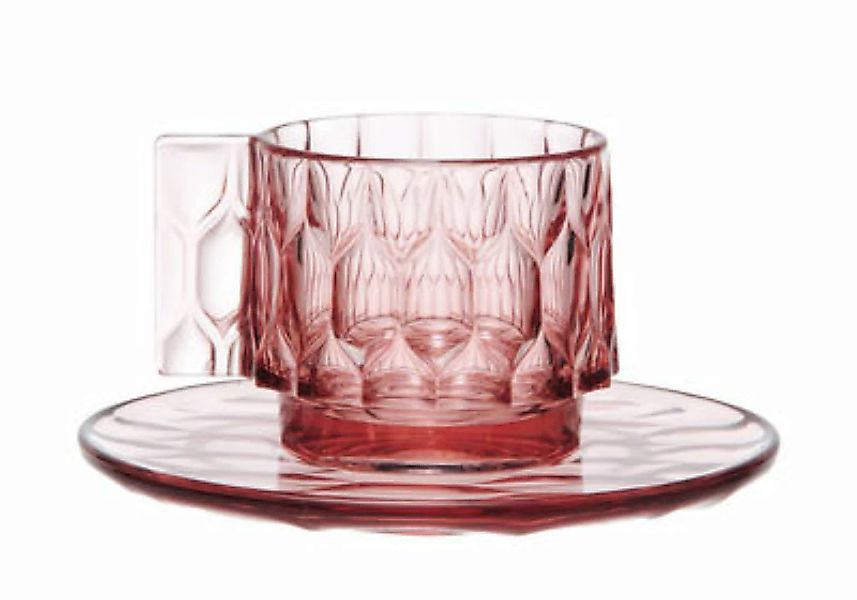 Kaffeetasse Jellies Family plastikmaterial rosa / Set aus Tasse und Unterta günstig online kaufen