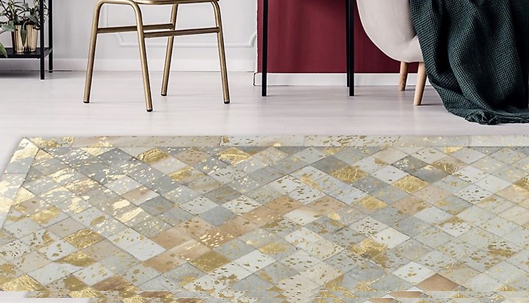 Kayoom Lederteppich "Lavish 210 - Fellteppich" rechteckig 8 mm Höhe 100% Ri günstig online kaufen