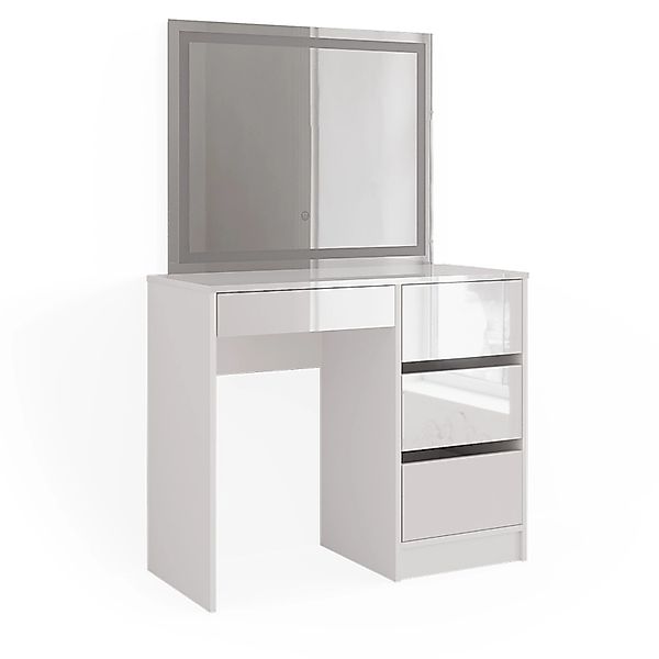 Vicco Schminktisch Sherry, Weiß Hochglanz, 90 cm mit LED-Spiegel (1-St) günstig online kaufen