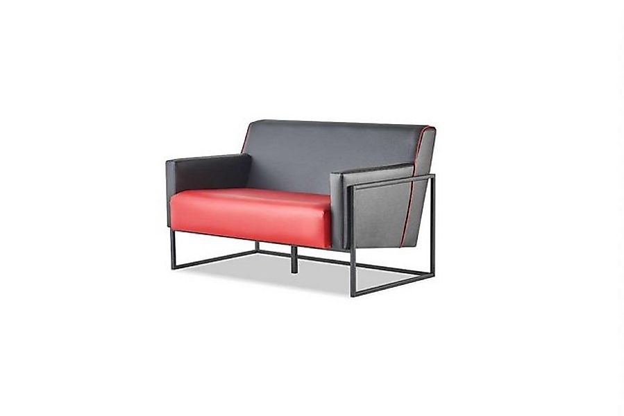 JVmoebel 2-Sitzer Sofa Rot Schwarz Ledersofa 2-Sitzer Edelstahl Vielseitig günstig online kaufen