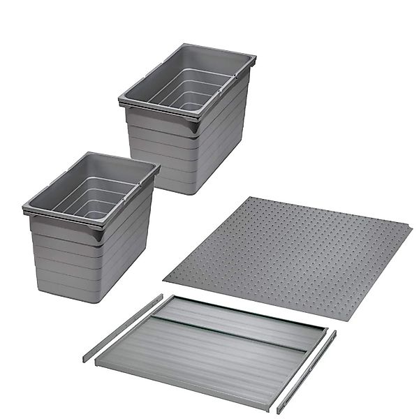 Ninka Abfalltrennsystem Eins2vier KB 600 mm 2x 25L Alugrau für Seitenstärke günstig online kaufen