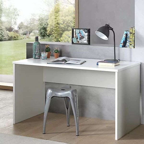 Jugendzimmer Schreibtisch in Weiß 140 cm breit günstig online kaufen
