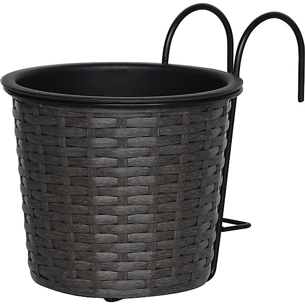 Balkontopf Polyrattan Anthrazit-Schwarz 19 cm x 19 cm x 22 cm günstig online kaufen
