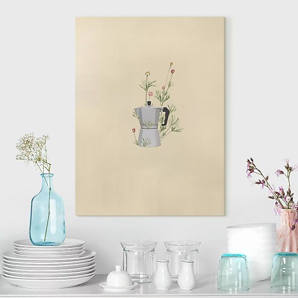 Leinwandbild Bialetti mit Blumen günstig online kaufen