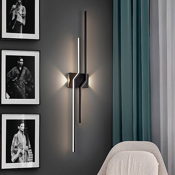 LED-Wandlampe Zig Zag, Höhe 100 cm, schwarz, Metall, 4-flg. günstig online kaufen