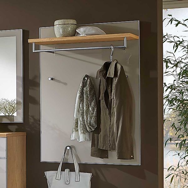 Wandgarderobe in Taupe Glas beschichtet Eiche Bianco günstig online kaufen